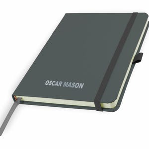 Personalised A5 Notebook / Printed with Name Perfect for school, office or your bag! - FRENCH NAVY (plus other colours) By That's My Pencil™ Mid Grey