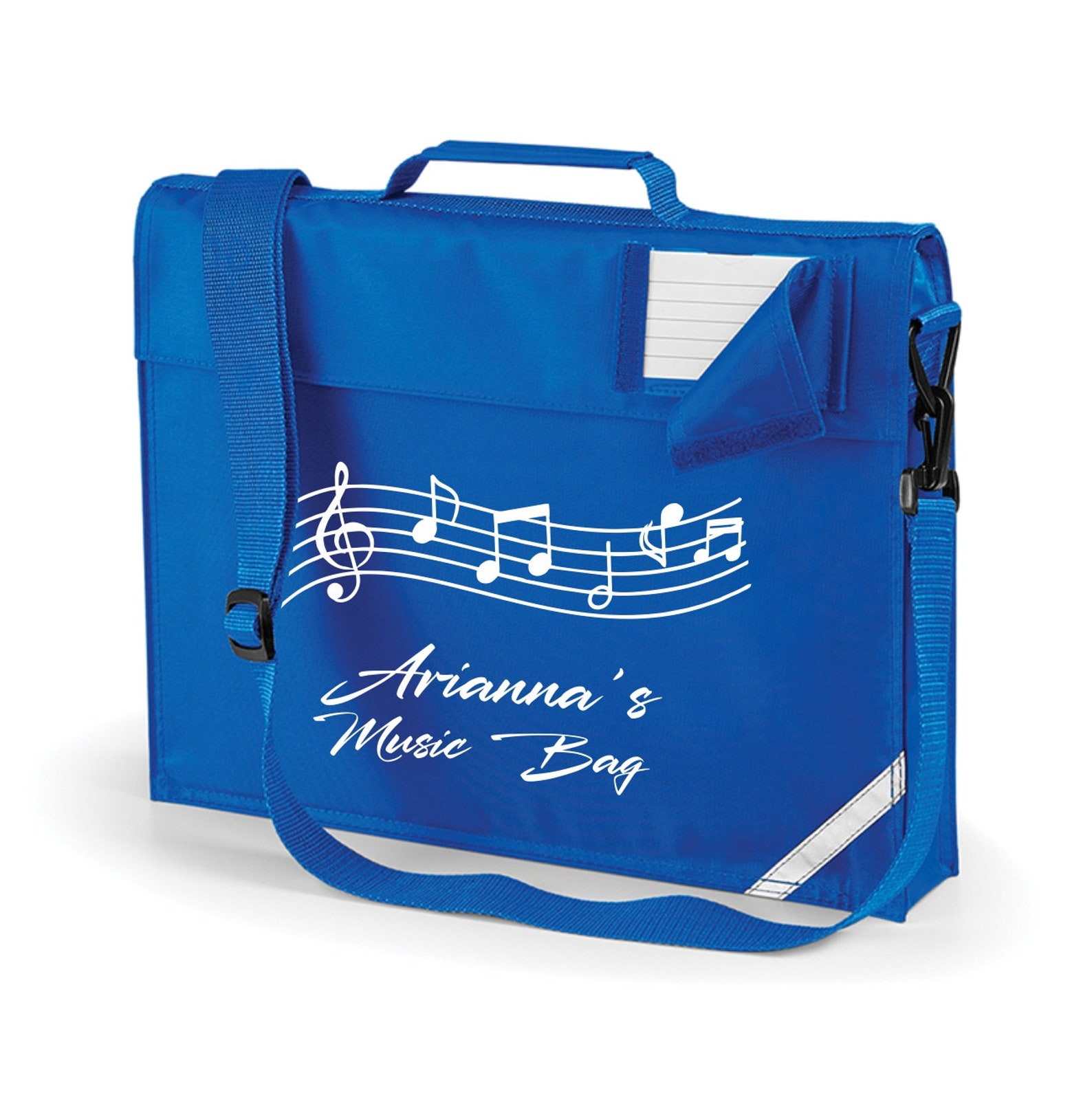 Personalised Music Bag / Book Bag Shoulder Strap Printed With Name ...