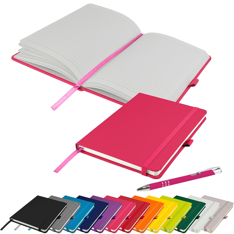 Personalised A5 Notebook / Printed with Name Perfect for school, office or your bag! - FRENCH NAVY (plus other colours) By That's My Pencil™ Pink