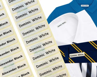 Name Tags/ Nametapes/Labels IRON-ON School Uniform tags Soft satin fabric, Care home lables