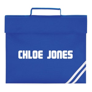 Personalised Bookbag Printed with Name, these Personalized book bags are perfect for School Navy Blue Royal Blue