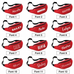 Bridesmaids Belt/Bum Bag / Bride Tribe Fanny Pack / Money Belt / Purse Hip Wallet Printed with Name Personalised RED other colours image 2