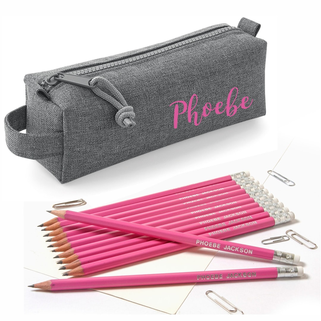 Personalised Block Style Pencil Case With 12 Matching Personalized HB ...