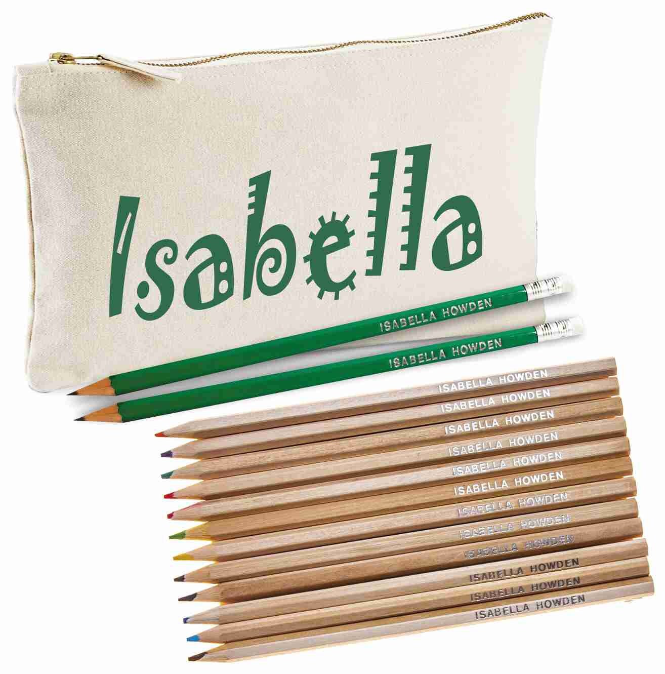 GreenCertified Personalised Pencil Case with12 Embossed Colouring