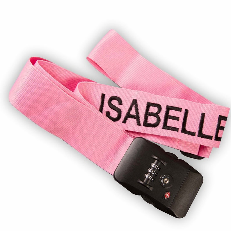 Embroidered Luggage / Suitcase Strap Personalised with Name,TSA lockable Rainbow Plus Other Colours Keep your case safe with the 1.8m belt Pink Strap