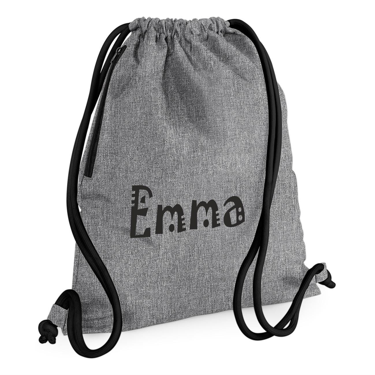 名作　LOGO DRAWSTRING SHOULDER BAG GRAY Premium Draw-string Bag Personalized / Printed With Name