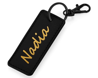 Key Ring / Bag Clip - Boutique Styling – Personalised with name - Black plus other colours