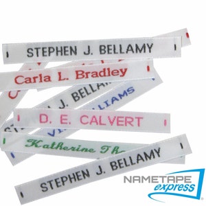 Woven Name Tags with Iron-on Backing / Labels / Nametapes for School Uniform, Nursing Homes Back to School - Can be ironed on sewn-on