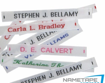 Woven Name Tags with Iron-on Backing / Labels / Nametapes for School Uniform, Nursing Homes Back to School - Can be ironed on sewn-on