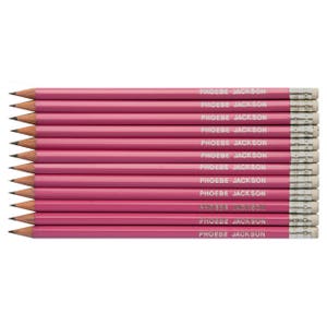 12 High Quality Personalised HB Pencils 12 Pencils with erasers printed with name Pink or see other colours listed image 3