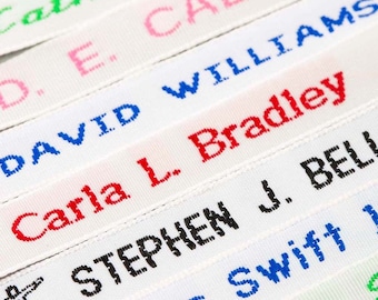 Woven Name Tags/ Labels / Nametapes for School Uniform, Nursing Homes Back to School