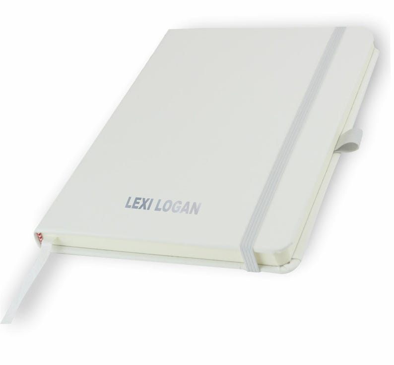 Personalised A5 Notebook / Printed with Name Perfect for school, office or your bag! - FRENCH NAVY (plus other colours) By That's My Pencil™ Glacier White