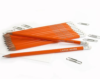 12 High Quality Personalised Pencils -Printed with Name - BURNT ORANGE (plus other colours)