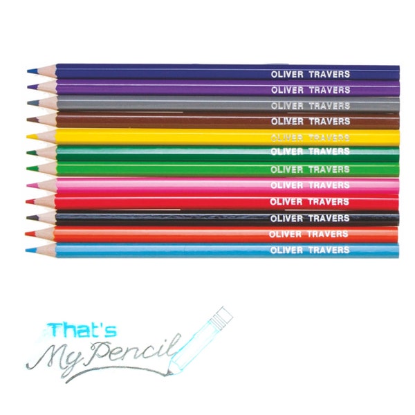 12 crayons de couleur hexagonaux/crayons de couleur avec nom en relief imprimés de haute qualité au Royaume-Uni C'est mon crayon