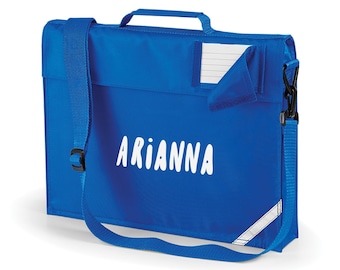 Personalised Premium Bookbag / Music Bag with Shoulder Strap Printed with Name, Personalized book bags are perfect for School - Royal Blue