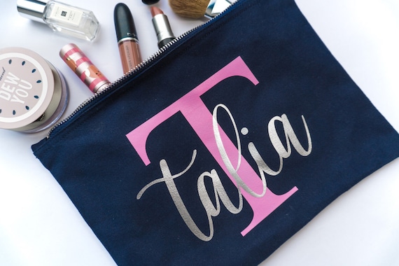Personalised Canvas Accessories Bag Make up Bag Personalised Make up Bag Cosmetics Bag Personalised Cosmetics Bag Etsy Australia