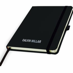 Personalised A5 Notebook / Printed with Name Perfect for school, office or your bag! - FRENCH NAVY (plus other colours) By That's My Pencil™ Piano Black