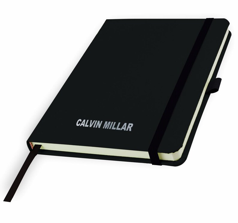 Personalised A5 Notebook / Printed with Name Perfect for school, office or your bag! - FRENCH NAVY (plus other colours) By That's My Pencil™ Piano Black