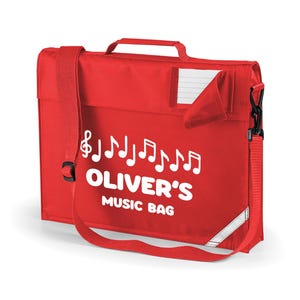 Bandoulière personnalisée pour sac à musique/livre avec nom imprimé, les sacs pour livres personnalisés sont parfaits pour garder vos notes en sécurité - v2 rouge