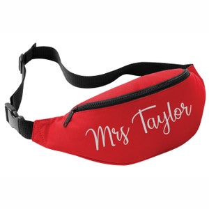 Bridesmaids Belt/Bum Bag / Bride Tribe Fanny Pack / Money Belt / Purse Hip Wallet Printed with Name Personalised RED other colours image 5