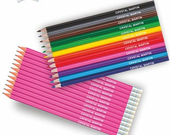 12 Graphite and 12 Colouring Hexagonal Pencils Embossed with Name High Quality  Printed in the UK That's My Pencil - Pink