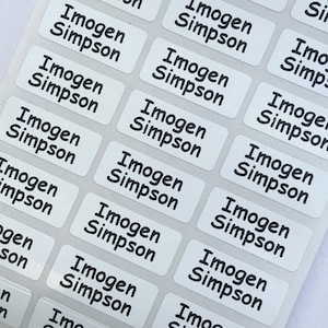 Personalized Modern Black & White Square Water Resistant Name Labels -  Current Labels