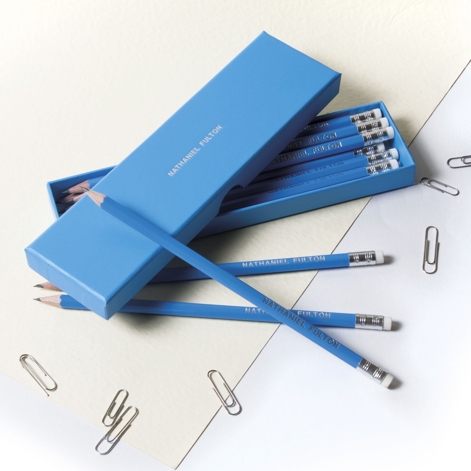Personalised Aquamarine Pencils – 12 HB Pencils With Printed Name – That's My Pencil