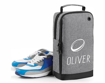 Personalisierte Schuh / Stiefel Tasche / Sport mit Namen bedruckt ideal für die Schule oder den Verein - Marl Grau