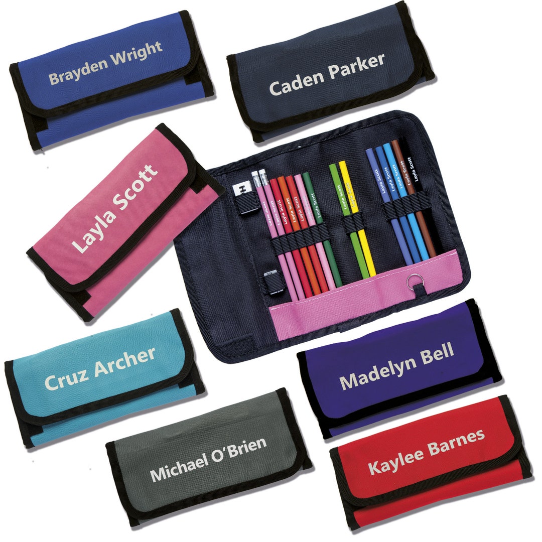 Colouring Pencils and HB Pencils in a Wrap Case Personalized With Name ...