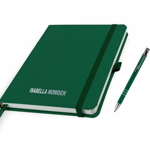 Personalised Notebook with matching Pen / Book Printed with Name Perfect for school/office- BOTTLE (plus other colours) By That's My Pencil