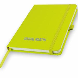 Personalised A5 Notebook / Printed with Name Perfect for school, office or your bag! - FRENCH NAVY (plus other colours) By That's My Pencil™ Lime Green