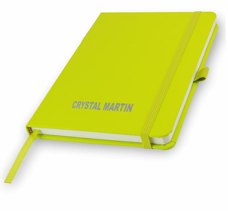 Personalised A5 Notebook / Printed with Name Perfect for school, office or your bag! - FRENCH NAVY (plus other colours) By That's My Pencil™ Lime Green