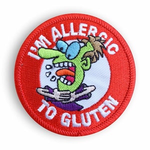 Patch di allerta allergie, spille e adesivi - Allergico al glutine - Design divertenti e luminosi ma ricevi l'importante messaggio sulle allergie alimentari