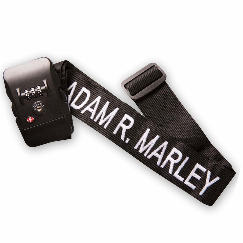 Embroidered Luggage / Suitcase Strap Personalised with Name,TSA lockable Rainbow Plus Other Colours Keep your case safe with the 1.8m belt Black Strap