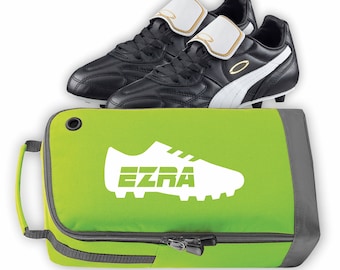 Personalized Football/Soccer/Rugby Boot/Shoe Bag /Sports Printed with boot design and name -  Perfect for School or Club use - LIME