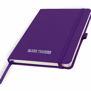 Personalised A5 Notebook / Printed with Name Perfect for school, office or your bag! - FRENCH NAVY (plus other colours) By That's My Pencil™ Bright Purple