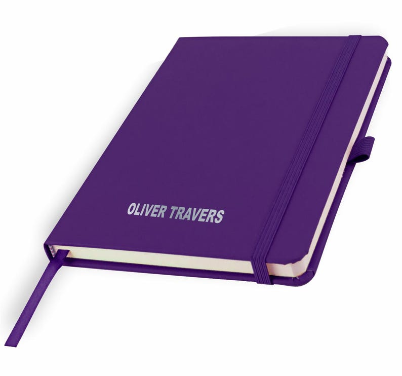 Personalised A5 Notebook / Printed with Name Perfect for school, office or your bag! - FRENCH NAVY (plus other colours) By That's My Pencil™ Bright Purple