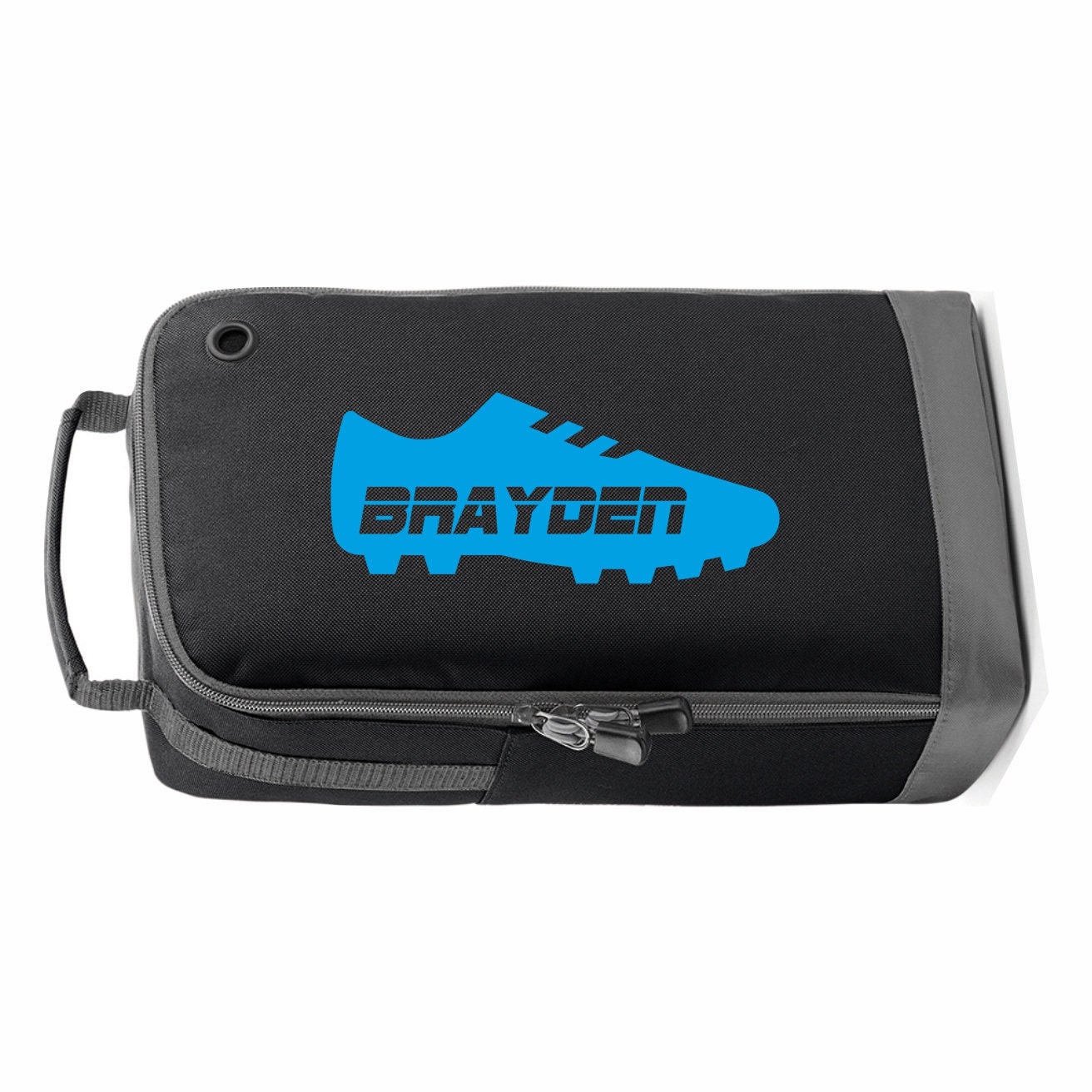 Personalized Football/Soccer/Rugby Boot/Shoe Bag /Sports Printed with boot design and name -  Perfect for School or Club use - MARL GREY