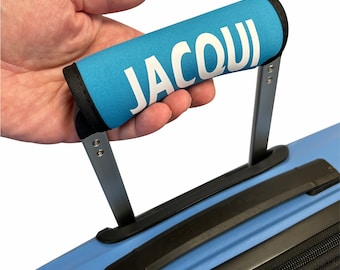 Luggage Handle Wrap/Cover for Suitcase/bags Grip / Case Identifier perfect for travel Neoprene Wrap printed with name Luggage Tag - Aqua