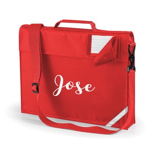 Cartable/sac à musique haut de gamme personnalisé avec bandoulière imprimée du nom, les cartables personnalisés sont parfaits pour l'école - Rouge