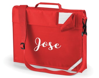 Personalised Premium Bookbag / Music Bag with Shoulder Strap Printed with Name, Personalized book bags are perfect for School - Red