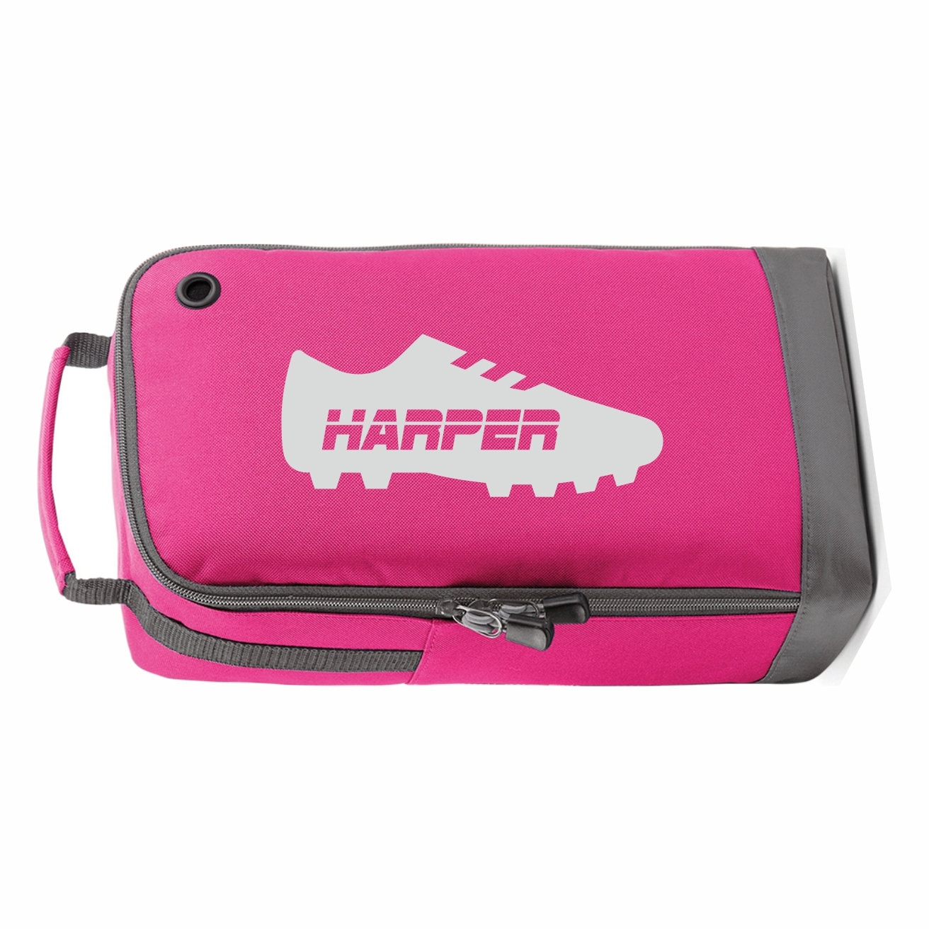 Personalized Football/Soccer/Rugby Boot/Shoe Bag /Sports Printed with boot design and name -  Perfect for School or Club use - MARL GREY