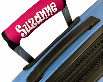 Luggage Handle Wrap/Cover for Suitcase/bags Grip / Case Identifier perfect for travel Neoprene Wrap printed with name Luggage Tag - Pink