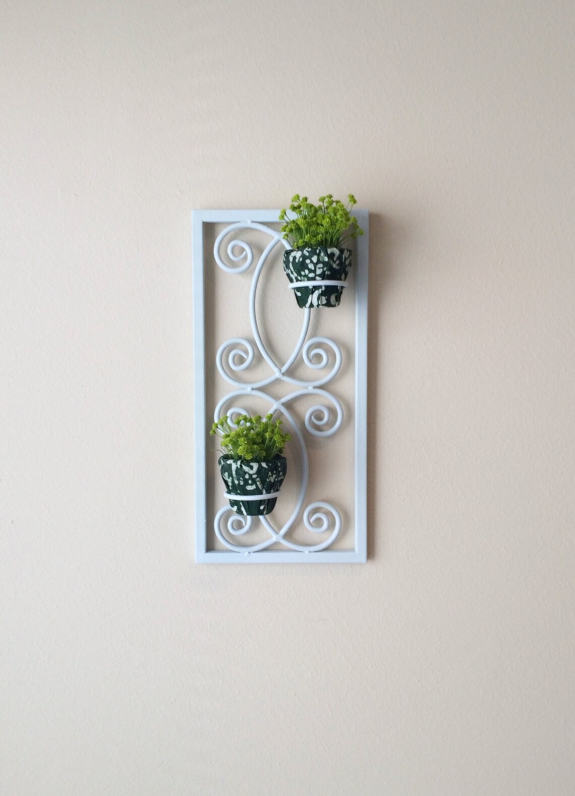 Wall Plant Holder, Metal Wall Plant Holder, Light Green Metal Wall Plant Stand, Metal Wall Art