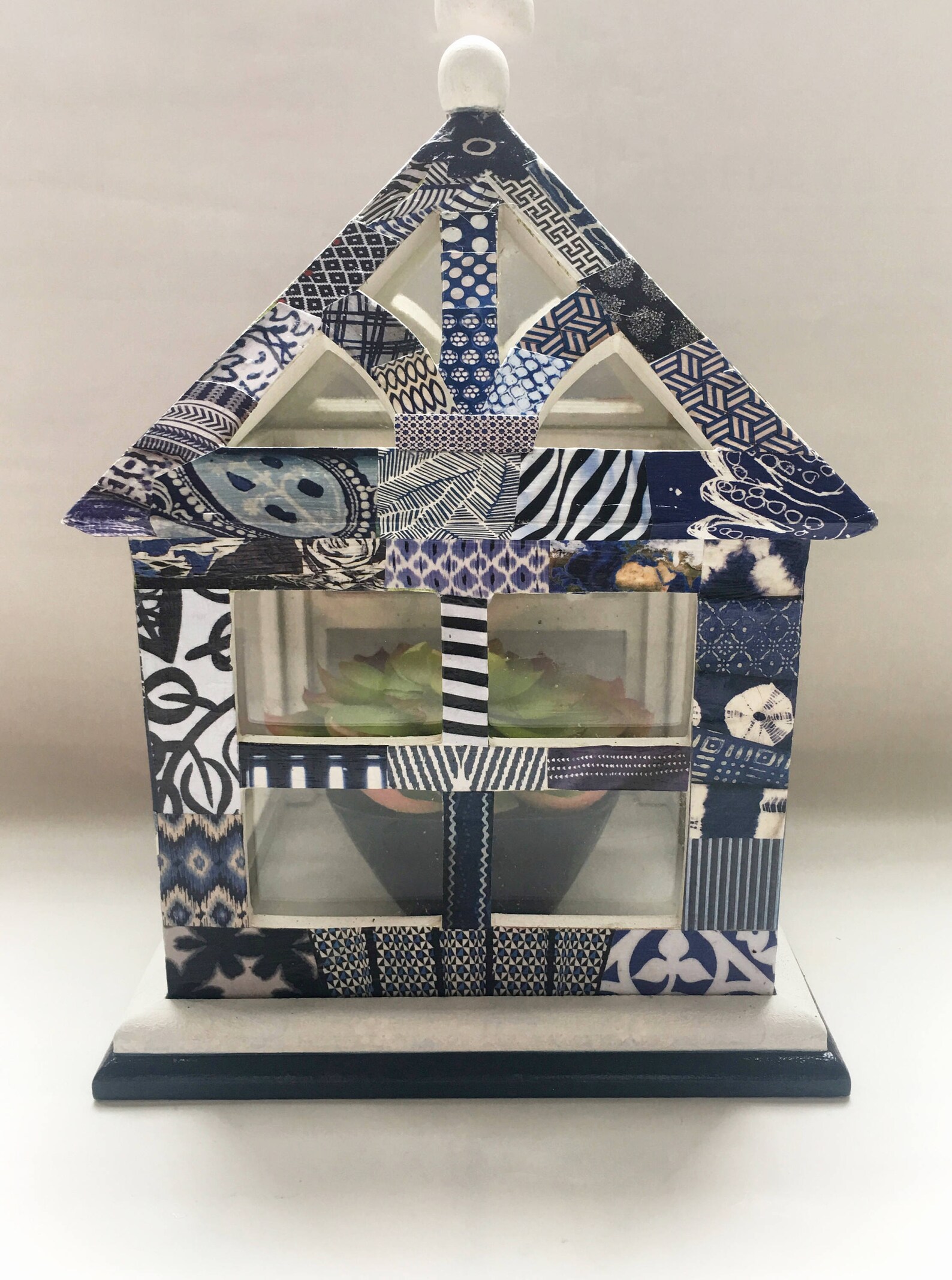 Gazebo, Wooden Gazebo, Blue and White Gazebo, Wood Plant Holder, Unique