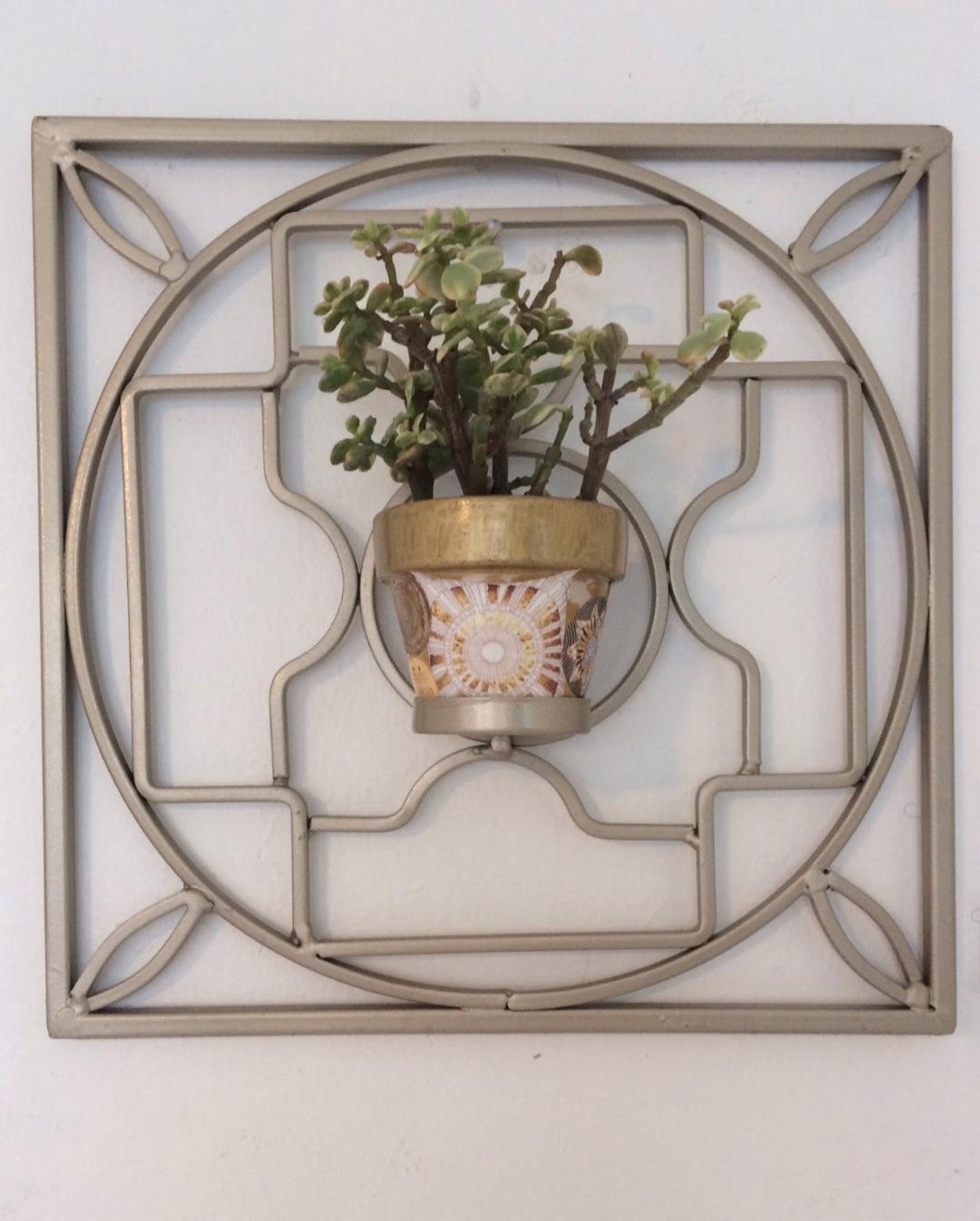 Gold Wall Plant Holder and Pot Gold Metal Wall Plant Stand Etsy UK