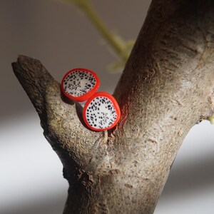 Dragon fruit Stud Earrings- handmade/polymer clay/925 silver