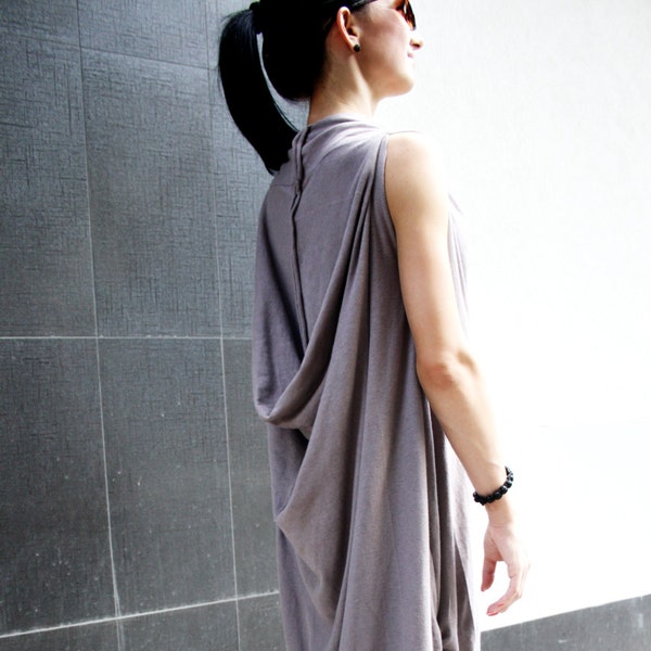 Asymmetrical Loose Dress / Infinity Scarf/ Extravagant Casual Dress/ Loose Drape Top / Knit Cotton Tunic/ High Low Dress zm037