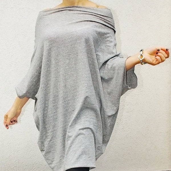 Tunics Plus Size/Plus Size Tops/Oversized Tunic/Loose Dress/ Knit top/Raglan/Cotton Top/Zenmix zm070