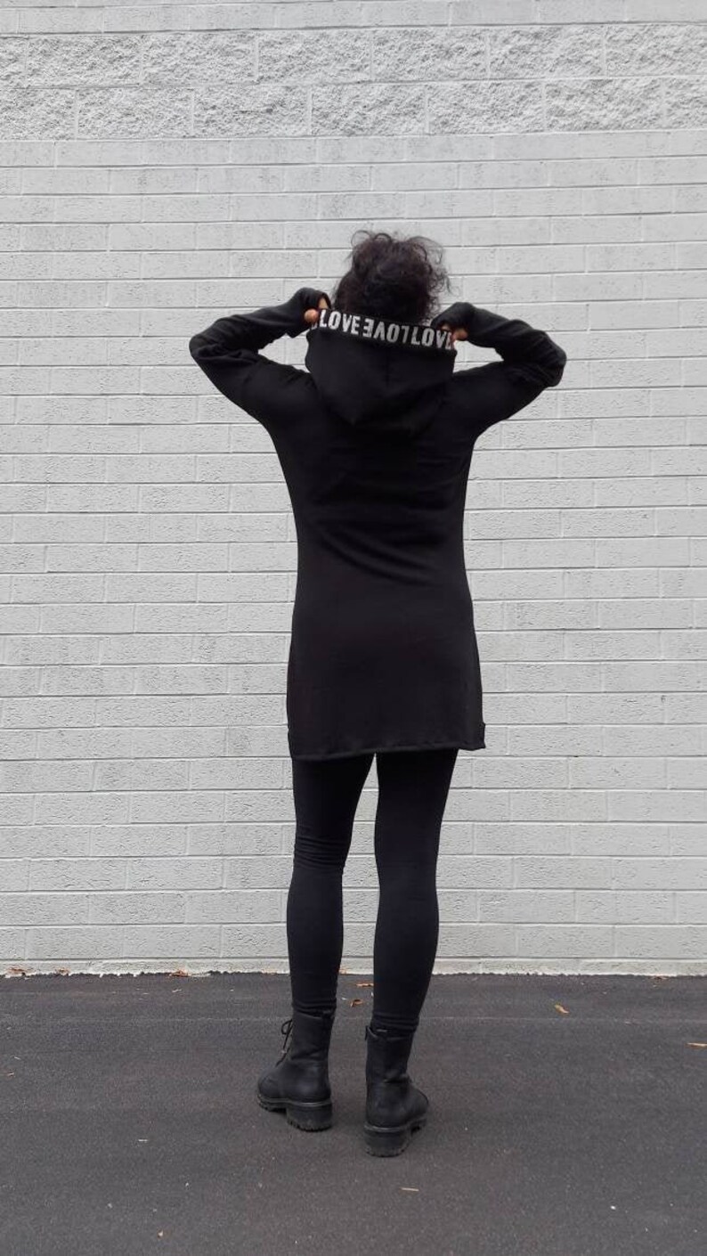 Hoodie SweaterLong Sleeve Hooded TunicBlack cozy sweater